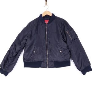 Southpole Bomber Jacket Large Black Quilted Lined Nylon Zip Up Streetwear